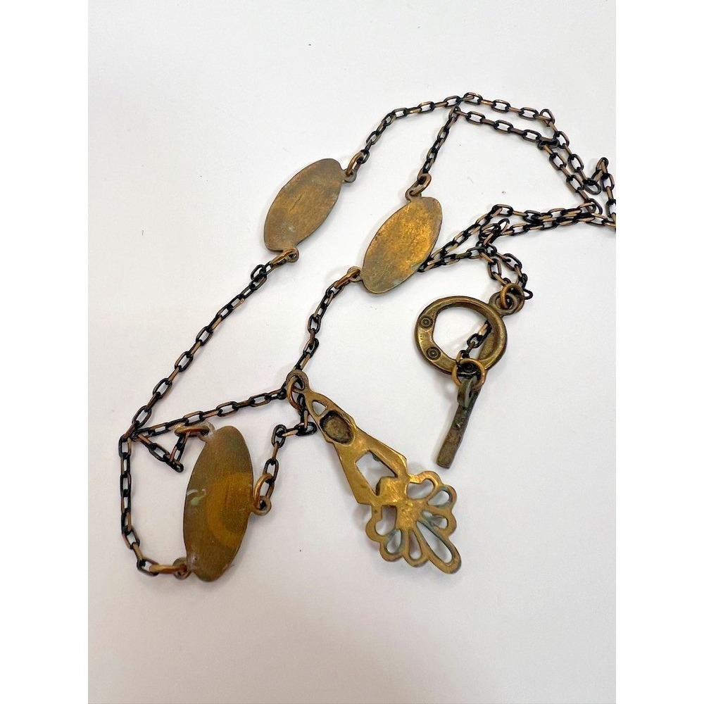 Vintage Egyptian Revival Necklace Pharaoh Pendant Brass Tone Art Deco Figural - Picture 13 of 16